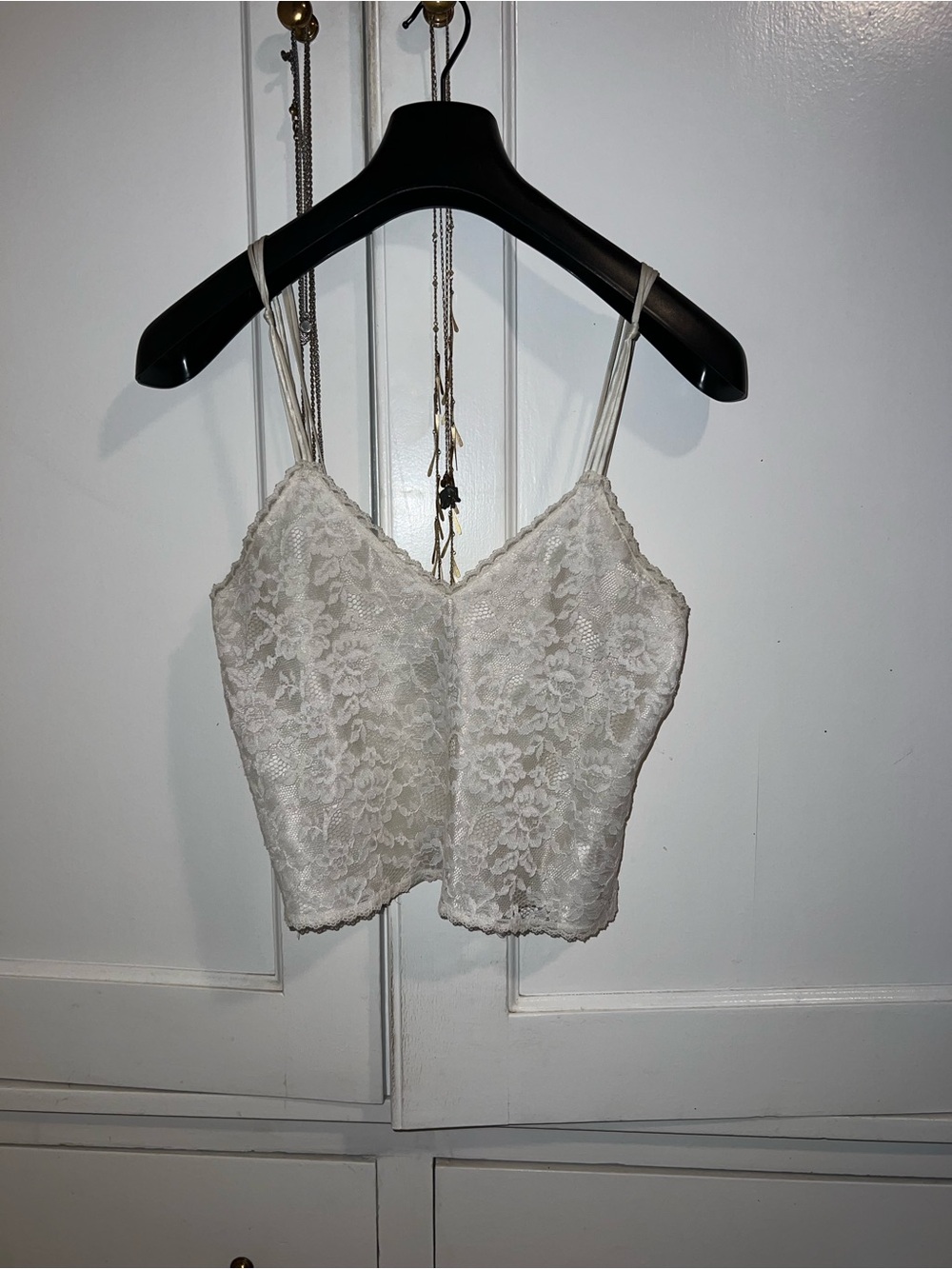 Gold Label Victoria’s Secret White Lace Silk Sleep Top